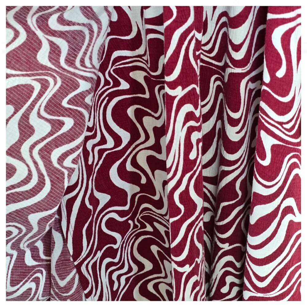Ava & Viv Women's Plus Size 0X Faux Wrap Dress  Cranberry Swirl Long Sleeve Midi - Picture 5 of 6